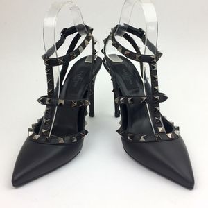 VALENTINO Noir Rockstud T-Strap Pump sz 7.5